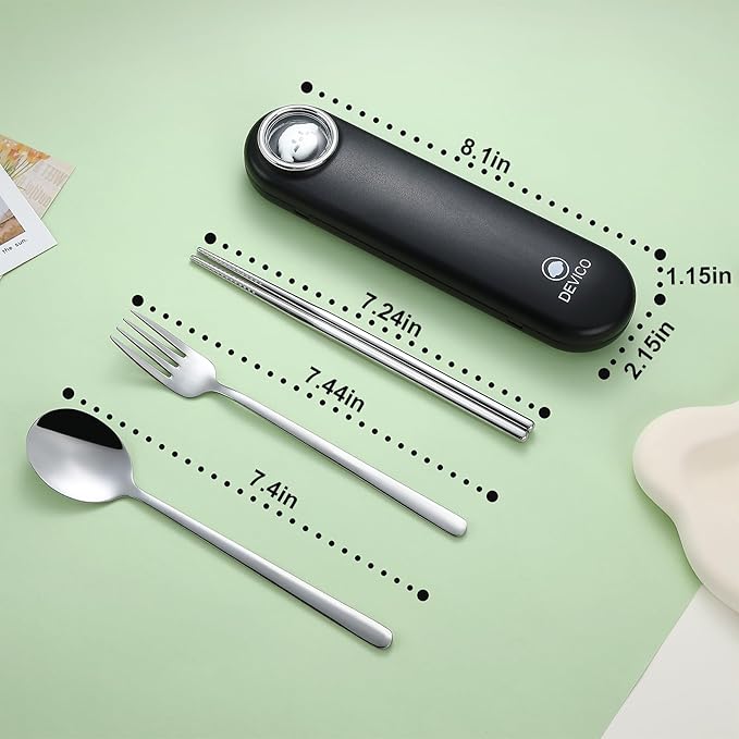 DEVICO Travel Utensils with Case Cute, Reusable Silverware - Image 6