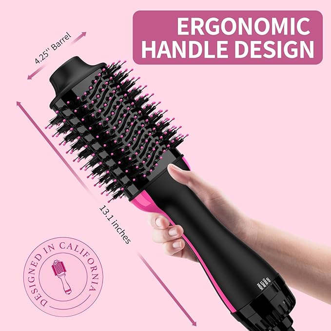 Hair Dryer Brush Blow Dryer Brush in One, Upgraded 4 in 1 Hair Dryer and Styler Volumizer with Negative Ion Anti-frizz Ceramic Titanium Barrel Hot Air Hair Straightener Brush