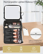 Relavel Makeup Bag with Light Up Mirror, Makeup Case Travel Cosmetic Bags Brush - Image 9