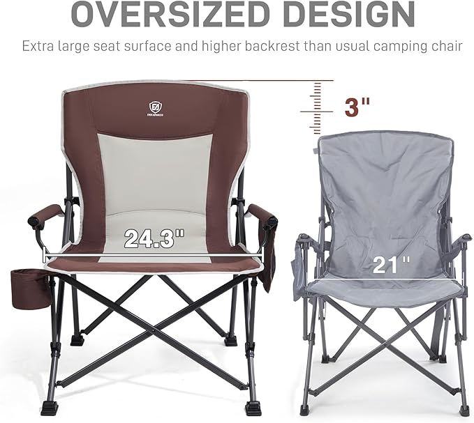 EVER ADVANCED Oversized Folding Camping Chair, - Image 4