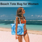 LEDAOU Large Beach Tote Bag Women Waterproof Sandproof Zipper Beach Tote Bag - Image 4