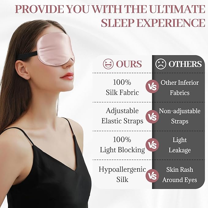 Silk Sleep Mask Eye Cover, 100% Mulberry Silk Women Men Eye Mask - Image 4