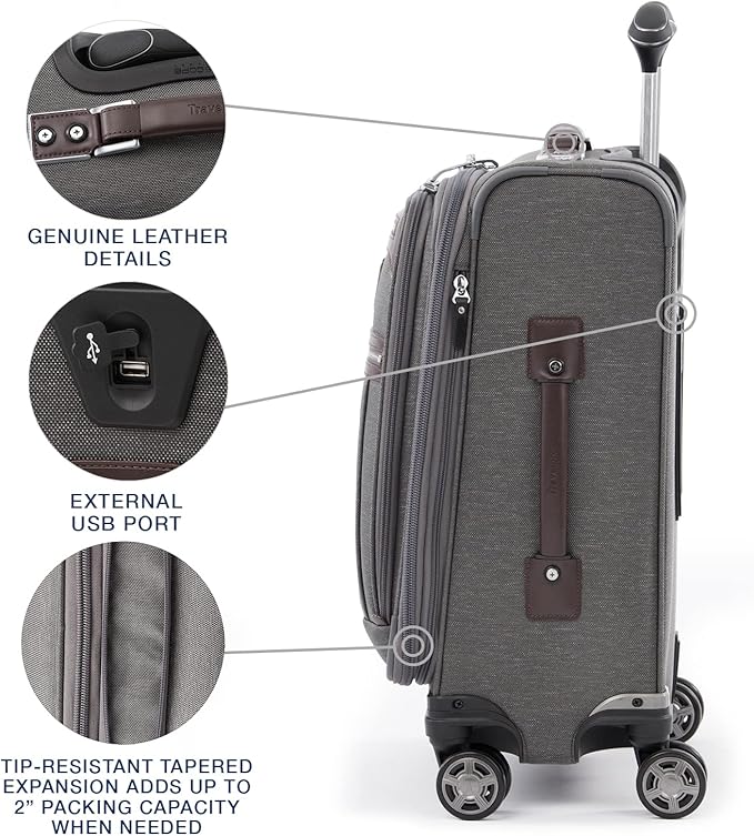 Travelpro Platinum Elite Softside Expandable Carry on Luggage, 8 Wheel Spinner - Image 4
