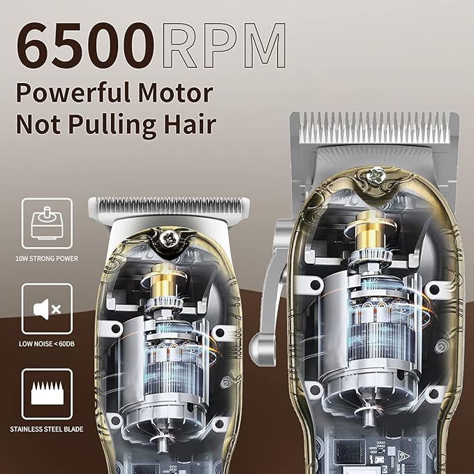Professional Barber Hair Clippers and Trimmers Set, Cordless Barber Kit Hair Cutting Kit with Travel Case Barber Clippers Set Professioal Mens Grooming Kit