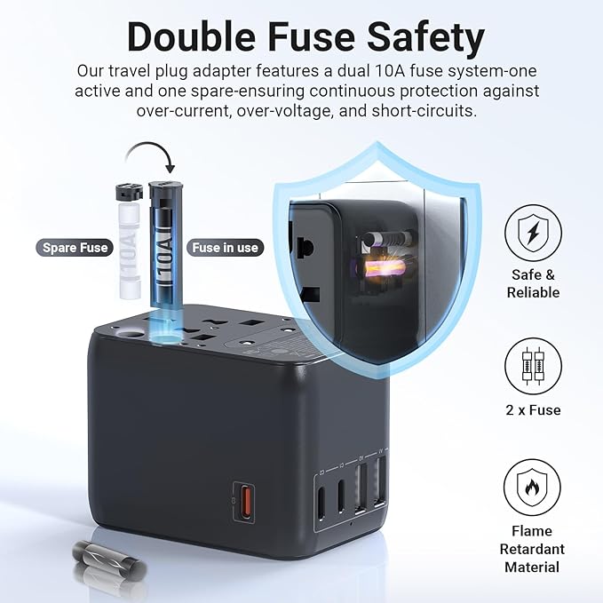 MINIX Universal Travel Adapter, International Power Plug Adapter Max 35W 3 USB - Image 3