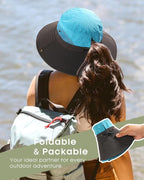 FURTALK Womens Sun Hat with Ponytail Hole Beach Hiking Summer Wide Brim UPF 80+ - Image 4