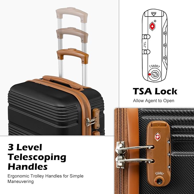 LONG VACATION 3 Piece Carry On Luggage 20 Inch Suitcase - Image 2
