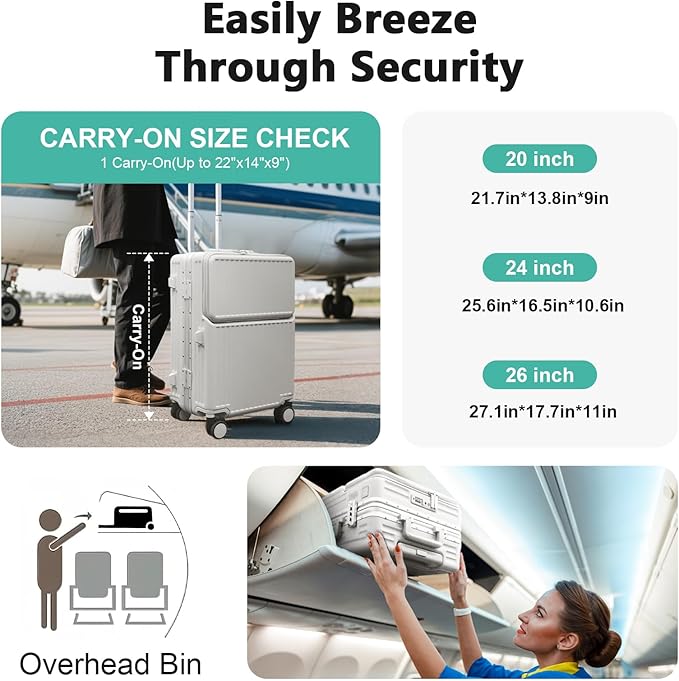 Hard Shell Luggage 24 Inch Travel Luggage, Carry-On Luggage Spinner TSA - Image 6