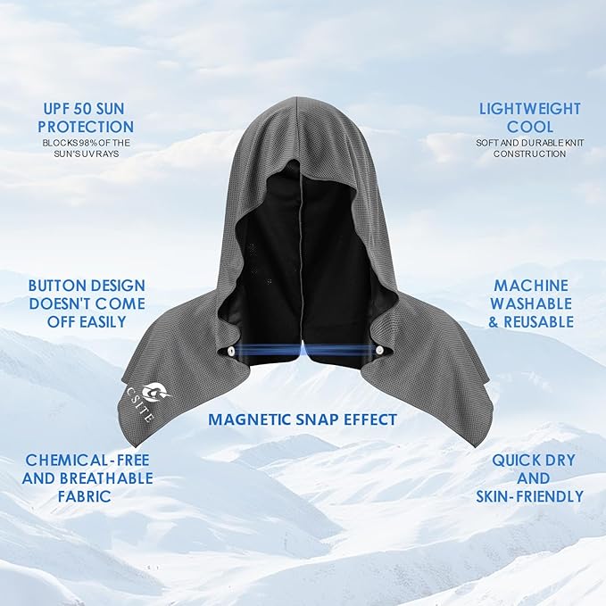4 Pack Cooling Hoodie Towels for Neck and Face, UPF 50 Sun Protection & Instant - Image 2