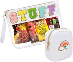 2 Pcs Snack Pouch Chenille Letter Clear Zipper Snack Bag, Nylon Snack Pouch - Image 8