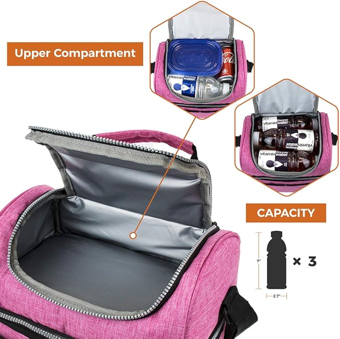 OPUX Lunch Box For Women, Insulated Large Lunch Bag Adult Work, Double Decker - Image 8