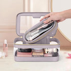 Travel Clear Makeup Bag with Makeup Brush Bag, Leather Makeup Case Toiletry Bag - Image 7