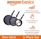 Amazon Basics Non Stick 3-Piece Kitchen Cookware Set, Includes 8-inch, 12-inch - Image 2