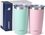 SUNWILL Travel Coffee Mug with Lid, 20 oz Tumbler Set of 2, Insulated Stainless - Image 4