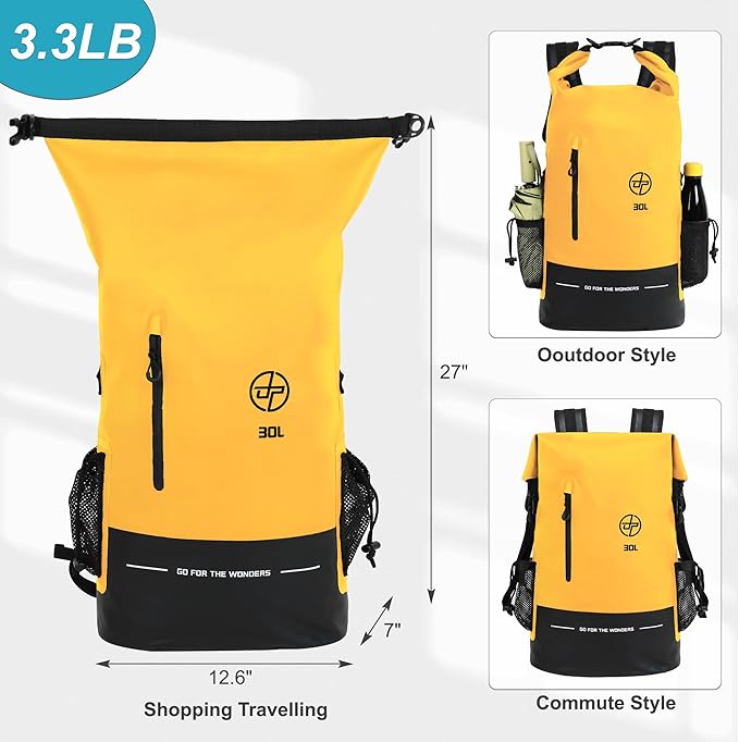 UPWELL 30L Waterproof Dry Bag Boating Backpack - Image 4