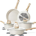 12 Pcs Pots and Pans Set, Nonstick Cookware Sets White Granite Induction by SODAY