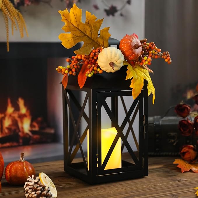 Fall Decor Lantern for Home, Large Decorative Lanterns Outdoor Waterproof 12" - Image 3