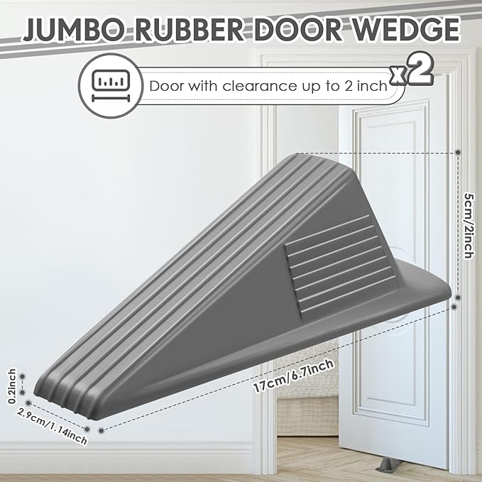 Frienda 2 Pcs Jumbo Door Stoppers Heavy Duty Door Stopper Tall up to 2inch Tall - Image 2