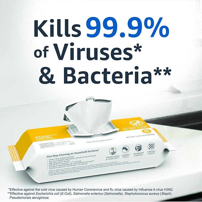 Amazon Basics Disinfecting Wipes, Lemon & Fresh Air Scent, - Image 3