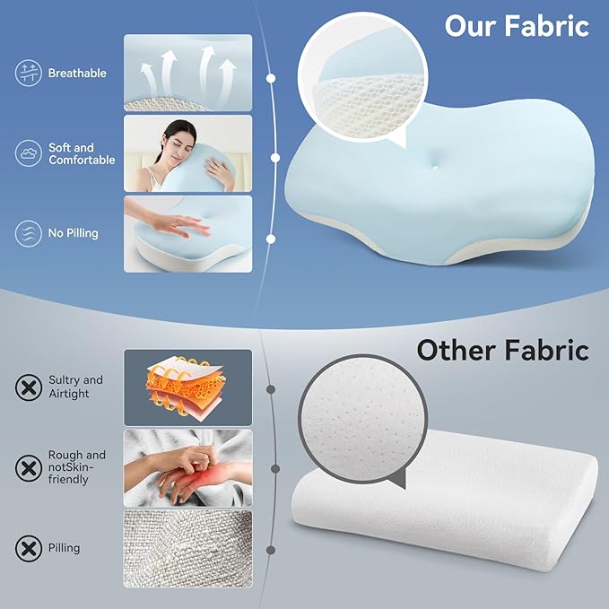 Cervical Pillow for Neck and Shoulder Support, Memory Foam Ergonomic Contour - Image 6