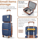 Campfun Luggage Sets 4 Piece, Expandable Carry On Luggage Set Hardshell PP - Image 3