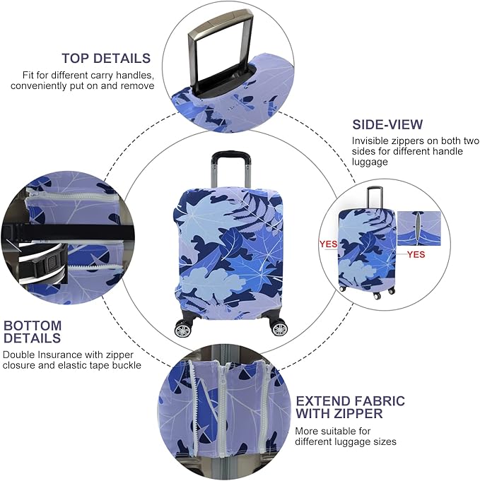 Travel Luggage Cover, Suitcase Protector Bag Fits 22-24 Inch Luggage Bluemaple - Image 2