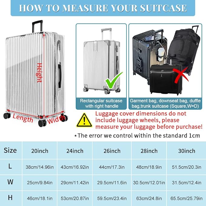 Yotako Upgraded Zippered Clear PVC Suitcase Cover, 24 Inch Luggage Covers - Image 7