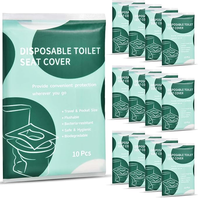 120 Pcs Disposable Flushable Paper Toilet Seat Covers Travel Supplies Essentials by KISEER