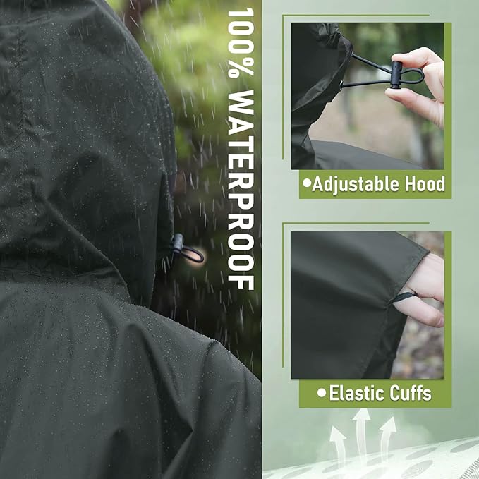 SaphiRose Unisex Rain Poncho Raincoat Hooded - Image 3