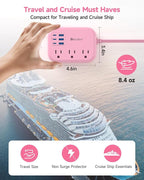 6 USB Pink Power Strip- 5Ft Pink Extension Cord - Image 4
