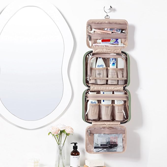 NISHEL Large Double Layer Travel Makeup Bag Women, Cosmetic Case, Organizer - Image 2