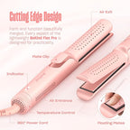 Hair Straightener and Curler 2 in 1 by BeKind Flex, 360° Hair Styler Flat Iron for All Styles, Floating Plates Design, Airflex Lower Temp for Better Styling, Gift for Girls and Women (Peach)