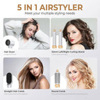 5 in 1 Upgrade Hair Dryer Brush, Negative Ion Blow Dryer Brush Set Hot Air Brush Air Styler Curling Wrap Air Curler, Curling Iron Hair Styling Tools As A Gift for Straight/Curl/Drying/Smoothing