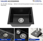 Dcolora 18 Inch Quartz Composite Black Wet Bar Sink Undermount Small Prep - Image 5
