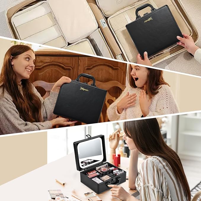 Joligrace Makeup Box with Detachable Lighted Mirror, Travel Train Case - Image 8