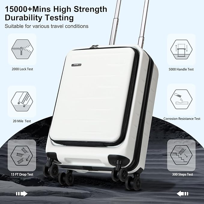 Carry On Luggage 22×14×9 Airline Approved, 20 Inch Lightweight ABS+PC Hard - Image 7