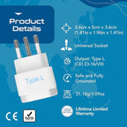 Ceptics Italy Power Adapter, Type L plug adapter, Universal Travel Adapter Chile - Image 4