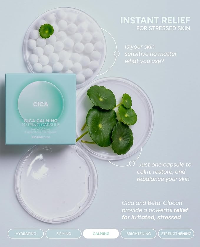 CICA Calming Melting Snowball Capsule (30ea) – 5,422ppm Centella Asiatica Ferment Extract with Hyaluronic Acid & Collagen – Soothing, Hydrating, Barrier-Strengthening Freeze-Dried Capsule