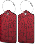 2 Pack Leather Luggage Tag for Suitcase Spider Web Cool Red Black Unique Travel by ZEWOCA