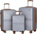 Romswi Luggage Sets 3 Piece Expandable PC+ABS Suitcases, Durable Hardshell by Romswi