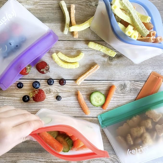 zip 5-pack Stand-Up Reusable Bags | BPA-Free, Food Grade, Freezer and - Image 2