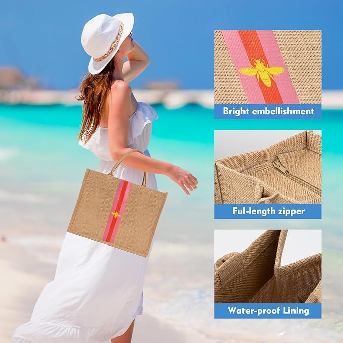 Large Beach Bag Jute Woven Tote - Image 8