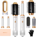 6 in ONE Blow Dryer Brush, Curling Wand Hair Styling Tools Set, Ionic Hot Air Hair Dryer, Massage Oval Hair Dryer, Left&Right Hair Curlers 100-120V