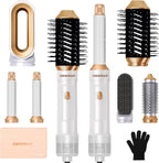 6 in ONE Blow Dryer Brush, Curling Wand Hair Styling Tools Set, Ionic Hot Air Hair Dryer, Massage Oval Hair Dryer, Left&Right Hair Curlers 100-120V