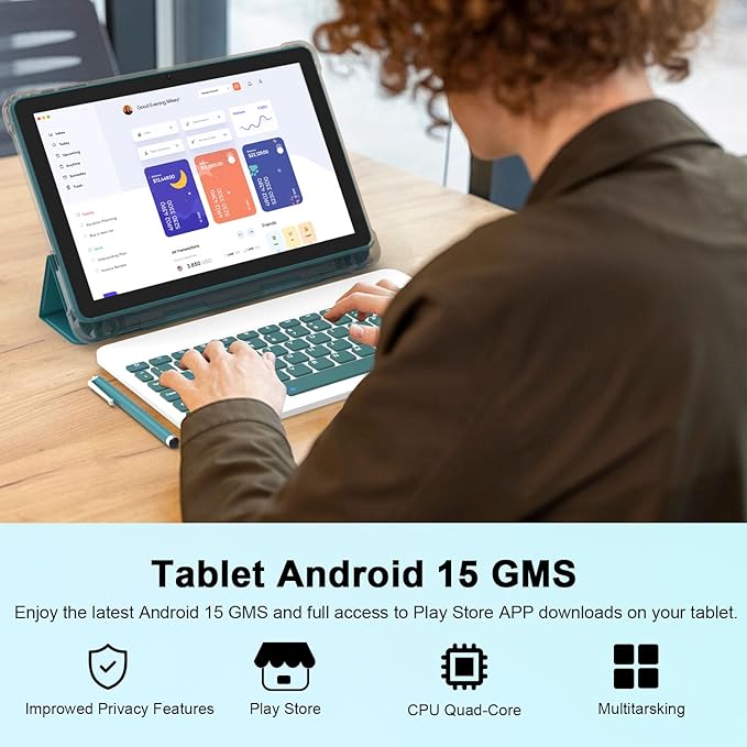 Android 15 Tablet 10 Inch, 20GB RAM+128GB ROM/ 2TB Expandable, 2.0GHz Quad-core - Image 4