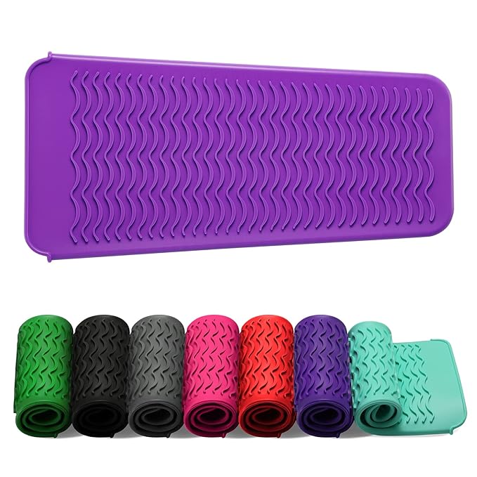 ZAXOP Resistant Silicone Mat Pouch for Flat Iron, Curling Iron,Hot Hair Tools (Purple)