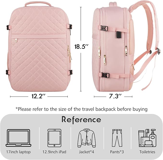 MOMUVO Large Travel Backpack Women, Flight Approved Carry On Backpack, Water - Image 6