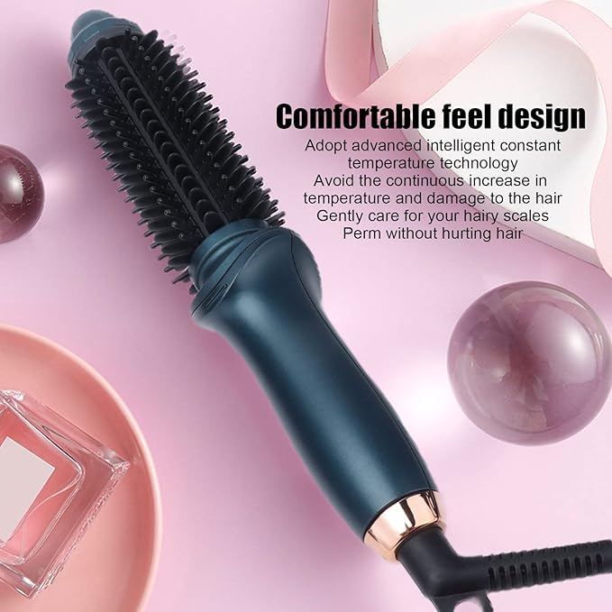 Ejoyous 2 in 1 Curling Brush, Dual Purpose Curling Brush, Anti Scalding Design, Green, Small