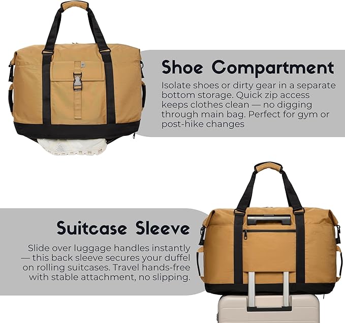 SUNNY BIRD Duffel with Utility Pouch, 40L Weekender Overnight Bag with Shoe - Image 9