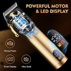 Hair Clippers for Men Professional, Cordless Beard Trimmer & Electric Shavers for Men, Mens Hair Clippers and Trimmer Kit for Barber with Case, Gold